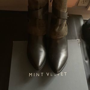 Mint Velvet Olive Brown Designer Boots Size 8